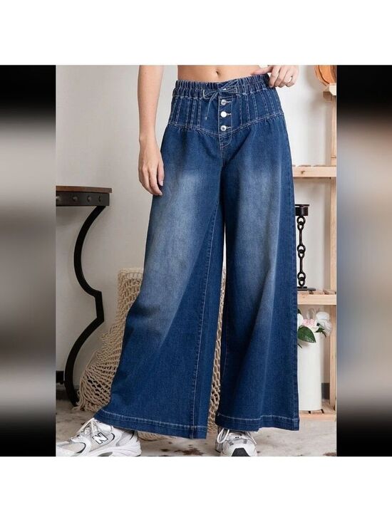 Blue Velvet Denim - Blue Velvet Brand Dark Blue Wide Leg Jeans NWT XL